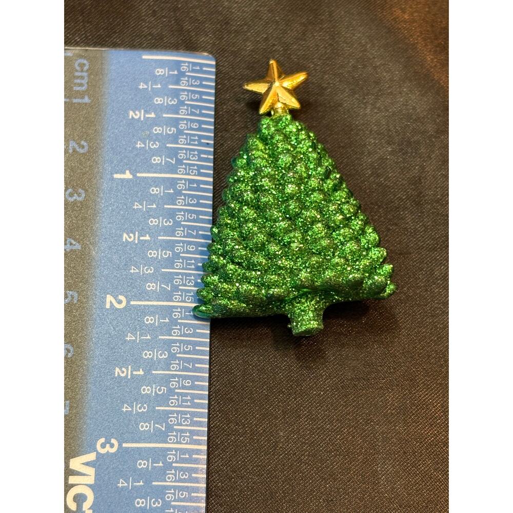 Vintage Glitter Christmas Tree Brooch unsigned 2.25” 27g - Picture 3 of 4